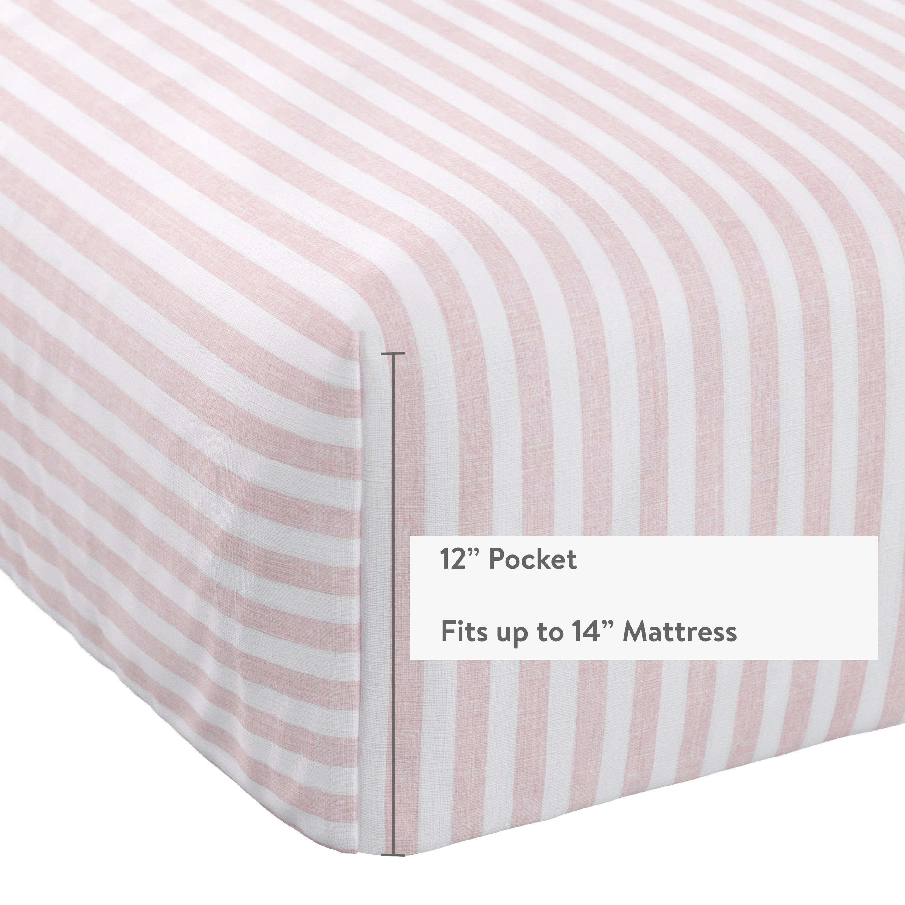 Mainstays Kids 220TC Cotton Stripe Pink Double, 4 Piece Sheet Set
