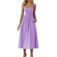 thumbnail image 1 of Yuyuzo Robes pour Femmes Décontractées Robes Maxi Smockées Bretelles Spaghetti Évasées Ligne A Longue Fluide Robe d'Été de Plage, 1 of 6