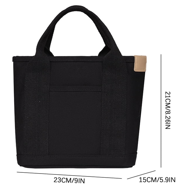 Agiferg Sac en Toile Mode Sac Fourre-Tout Sac de Rangement Sac à Main à Multiples Poches Sac avec Poignée en Noir, Présentant un design compact avec des dimensions de 21x23x15cm (8.3x9x5.9 Po). le Sac a une Poignée Robuste, un Rangement à Plusieurs Couches et un style Décontracté Convenant au Travail, à l'École, aux Voyages et à l'Usage Quotidien. Fabriqué en Toile durable, Il Est Idéal pour Transporter des Essentiels comme un Portefeuille, des Cosmétiques, un Téléphone mobile et Plus.