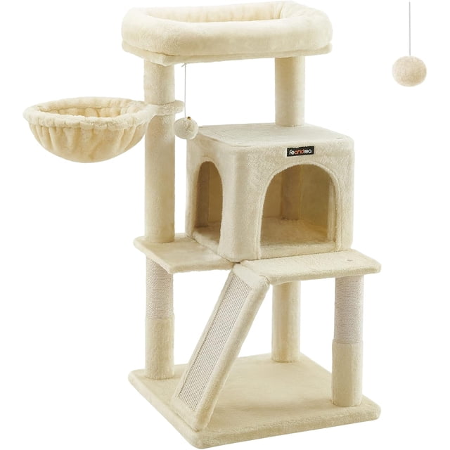 Cat Tree Small Cat Tower with Widened Perch for Large Cats Indoor Kittens cm MultiLevel Cat Condo Scratching Posts and Ramp Door Cat Cave Cat Basket Light UPCTW