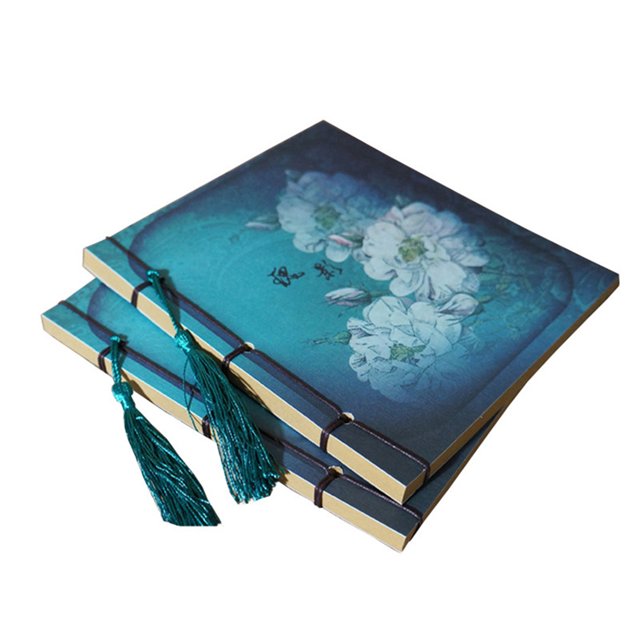 Amdohai Retro Flower Pattern Notebook Manual Threading Notebook 75 Sheets Blank Kraft Paper Portable Handmade Sketchbooks