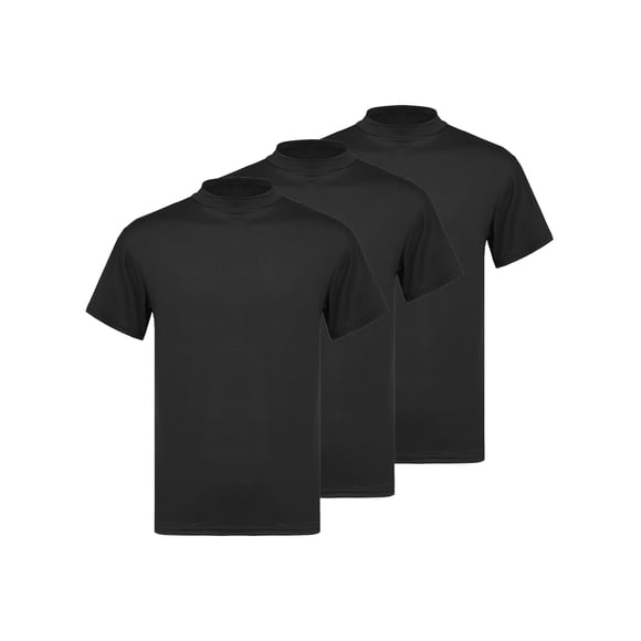 Kaerm 3 Pack Men Short Sleeve T Shirts Cotton Poly Workout Gym Shirt Crew Neck Undershirt Black L