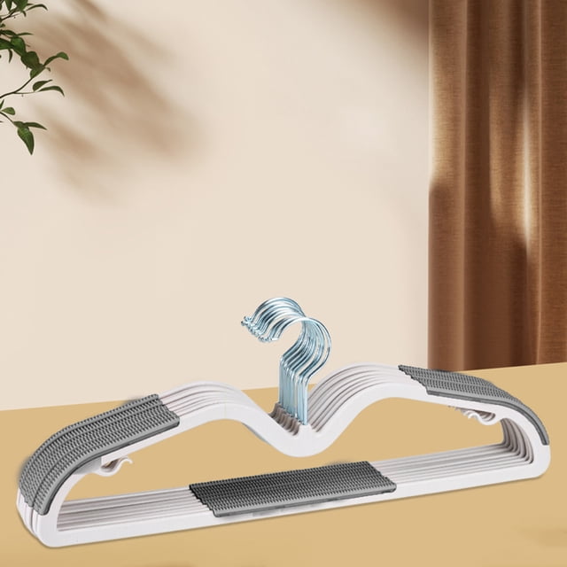 Non-Slip Clothes Hanger | Heavy-Duty Plastic Coat Rack, Space Saving Design, Shoulder-Friendly, Universal Fit, 42cm | Reinforced Core, Wet/Dry Garments, White/Gray/Blue/Orange