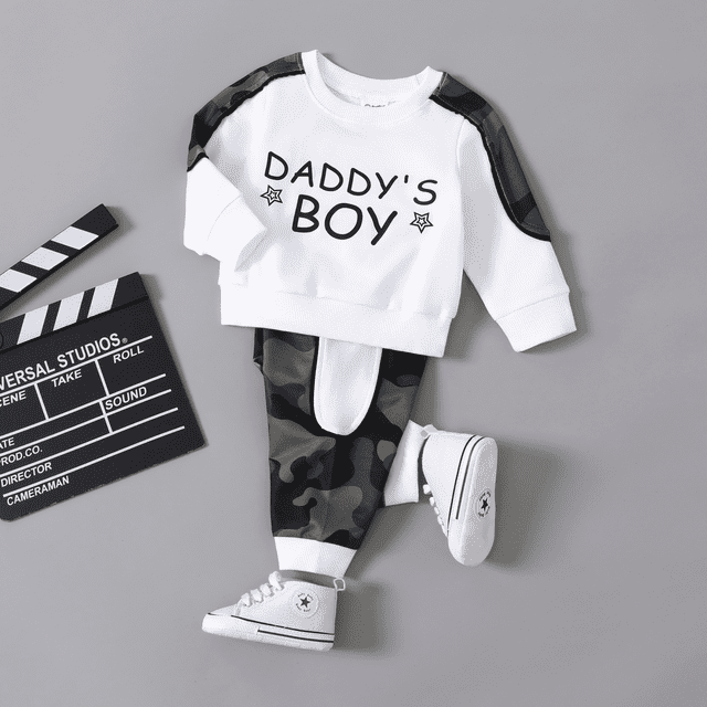 PatPat 2pcs Baby Boy Casual Style Camouflage Set