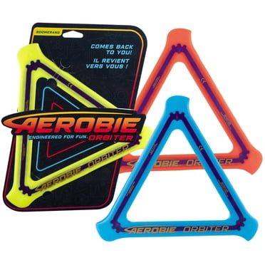 Aerobie Orbiter Boomerang, Tri-Blade Plastic Boomerang with Soft Rubber Edge, Outdoor Returning Throwing Toy