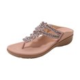 thumbnail image 1 of Pompotops Sandales Rétro pour Femmes à Fleurs Perlées avec Strass, Grande Pointure, Polyvalentes, Douces et Confortables, 1 of 1
