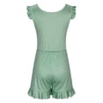 thumbnail image 4 of Women One-piece Swimsuit Romper with Chest Pads and Shorts Pockets Ruffle Striped Beach Bathing Suit Sleeveless (3X-Large, Green), 4 of 5