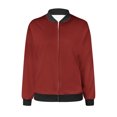 thumbnail image 5 of Womens Fashion Jacket Casual Stand Collar Zip Up Lightweight Coat Fall Color Block Jackets with Pockets Red XXL, 5 of 5