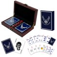 thumbnail image 2 of Air Force Playing Cards with Dice USAF Gift Set – Wooden Keepsake Box Adorned with Metal USAF Emblem - Veteran Owned Business, 2 of 5
