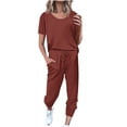 thumbnail image 1 of Timegard Ensembles 2 Pcs pour Femmes Été T-Shirts à Manches Courtes et Pantalons à Cordon avec Poches Ensembles Décontractés Confortables, 1 of 5