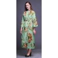 thumbnail image 2 of Bimba Pastel Mint Floral Leaves & Kiko Rose Printed Womens Robes Long Soft Kimono Robe Cotton Bride Getting Ready Robe Long L, 2 of 5