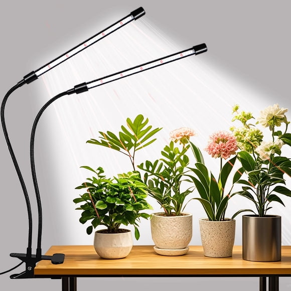 Hywyimlait Full Spectrum LED Grow Light - 6000K White Red Light for Indoor Plants, 5 Dimming Levels, 3/9/12H Auto On Off Timing Clip Plant Lamp