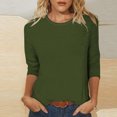 thumbnail image 2 of Timegard Womens Summer Tops Crewneck 3/4 Sleeve Solid Color Comfy Basic Tee Shirts Casual Loose Tops, 2 of 5