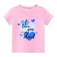 thumbnail image 1 of RKSTN Tout-Petits Enfants Garçons Filles Hauts de la Saint-Valentin 2024 Mode Mignon Couleur Unie Col Rond Hauts Imprimé Cœur d'Amour Manches Courtes, 1 of 4