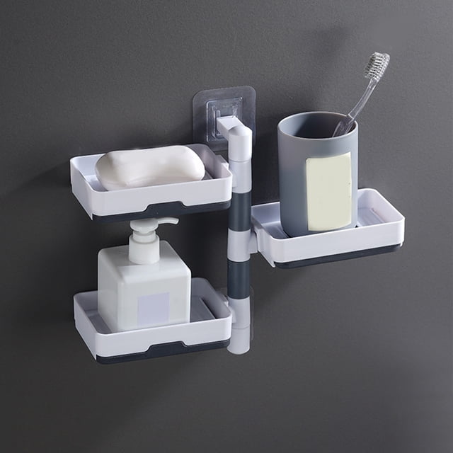 Soap Holder,Soap Travel Container,Bar Soap Container,Leakproof Soap Case,Bathroom Soap Dishes,Soap 3-Layer Self-Adhesive Soap Dish Wall Mounted Rotatable Soap Box Storage for Bathroom Kitchen