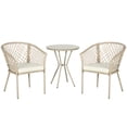 thumbnail image 1 of Outsunny 3 Pieces Wicker Patio Furniture w/ Soft Cushions, Glass Table, 1 of 10