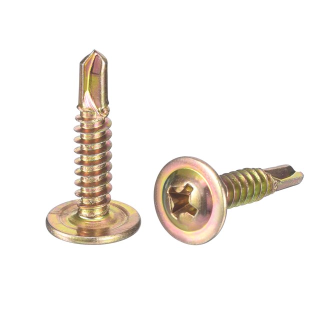 100 Pcs 8x3/4 Pouces Vis Autotaraudeuses, Acier au Carbone Auto-Perçant, Jaune