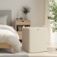 thumbnail image 3 of Home Textile Storage Solutions for Living Room and Bedroom - Extra Large Wavy Grey Heavy Duty Cloth Organizer Bags for Moving Durable Capacity Blanket Bags with Handles, 3 of 4