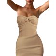 thumbnail image 2 of Fortune Women Knit Strapless Tube Mini Dress Twisted Front Off Shoulder Bodycon Dress, 2 of 6