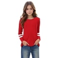 thumbnail image 4 of RXIRUCGD 2025 Vêtements d'Été pour Enfants T-shirt à Rayures Mode Mignon Col Rond Manches Longues, 4 of 6
