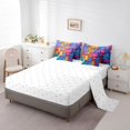 thumbnail image 4 of YST Cartoon Geometry Bedding Sets Colorful Irregular Pattern Quilt with Flat Fitted Sheet 7 Piece Twin Rainbow Geometric Stripes Bed In A Bag Modern Esthetics Art Comforter Set for Women Men, 4 of 5
