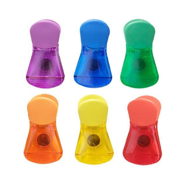 Magnetic Clips Heavy Duty 6 Magnetic Metal Clips, Candy Colored Memo Clips, Student Information Office Bill Storage Clips, Refrigerator Information Magnetic Clips Magnet Clips Heavy Duty
