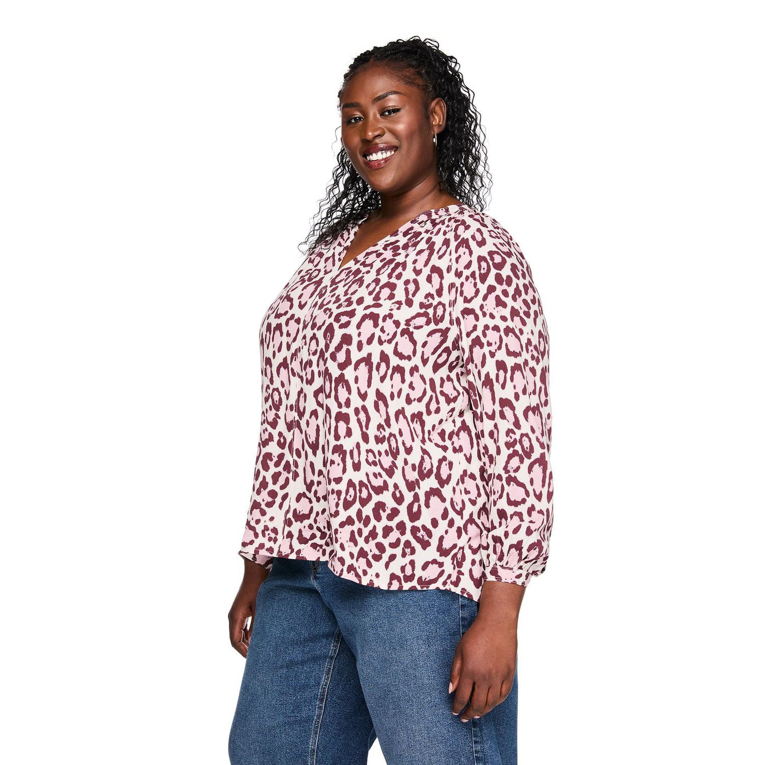 Lane Bryant Women's Plus Bishop-Sleeve Crepe Blouse