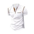 thumbnail image 3 of Mens Pullover Stand Collar Button Pocket Short Sleeve Top Sports Stand Collar Top/Shirt, 3 of 5