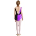 thumbnail image 2 of Yartina Children Girls Figure Skating Dance Bodysuit Color Block Ballet Leotard Dress Rhinestone Dancing Outfits Purple 10, 2 of 7