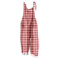 thumbnail image 1 of Lenpel Women's Jumpsuits Plus Size Sleeveless Spaghetti Strap Striped Plaid Straight Leg Rompers Causal Loose Overalls with Pockets, 1 of 1
