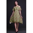 thumbnail image 2 of Bimba Robe Midi à Manches Flottantes Épaules Dénudées Imprimé Floral Vert pour Femmes - TTG, 2 of 6