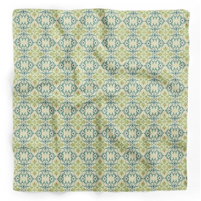 Bimba Yellow Vector Design Damask Pure Silk Printed Scarf Dupatta Head Neck Wrap Bandanas For Women 40 x 80 Inches
