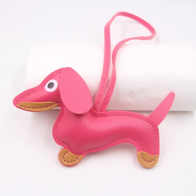Leather Dachshund Keychain with Rope Handmade Sausage Dog Bag Charm for Phone Case, Car Keys & Pet Lover Accessory