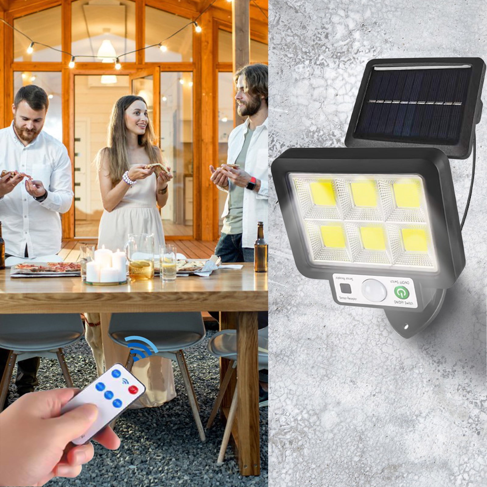 Chmadoxn Solar Lights Outdoor Solar Outdoor Lights, Motion Sensor Solar Powered Lights IP65, 3 Modes, With Remote Control,Wall Security Lights For Fence Yard Garden Patio Solar Lights