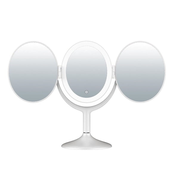 Makeup Mirror with Light LED Desktop Trifold Mirror Portable Cosmetic Mirror Vanity Mirror Touch-Control Stepless