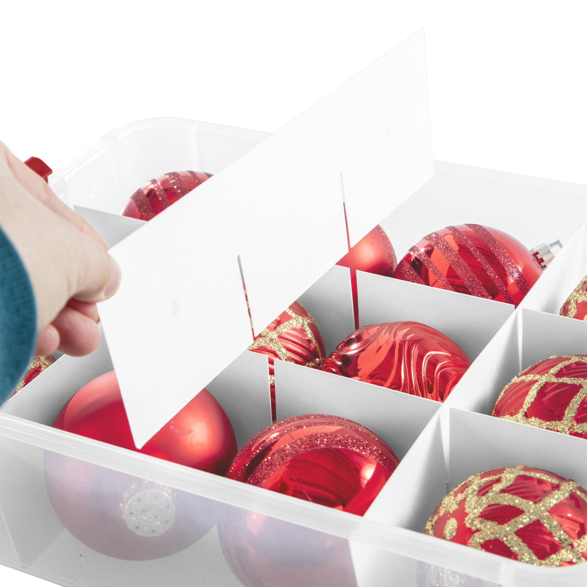 Sterilite 2 Layer Ornament Box, Red