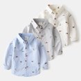 thumbnail image 4 of Qudderr Chemise Boutonnée pour Garçons 2-7T pour Enfants Bébé Manches Longues Chemises Habillées pour Garçons Imprimé Intégral Dessin Animé Hauts Décontractés Blouse de Printemps Automne pour Tout-Petits Vêtements pour Garçons, 4 of 9
