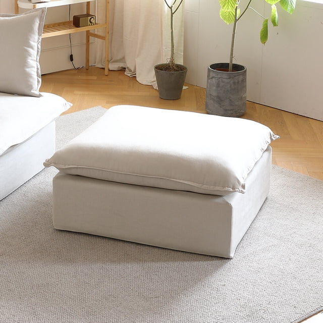 Sodrens Modular Sectional Sofa,Modern Linen Fabric Couch Free Combination Sofa,Ottoman for Living Room,Beige