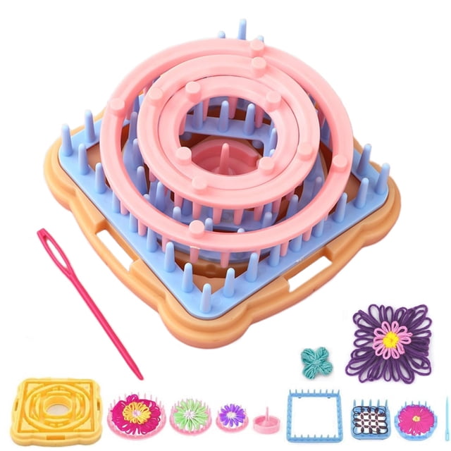 YISITIAN Flower Making Loom Kit with Hook, Includes Round and Square Frame for Knitting Weaving Crafts, Beginner-Friendly DIY Accessory for Home Decor AZ1014-1799