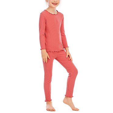 LSLJS Kids Round Neck Pajama Set Long Sleeved Pants Pajama Two Piece Pajama Sets