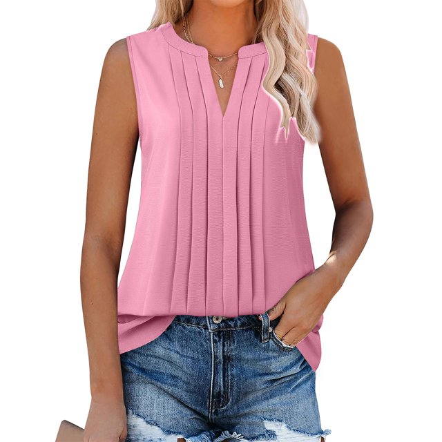 Liquidation! Hauts Grande Taille pour Femmes, Blouse à Manches Courtes d'Été pour Femmes, Mode Débardeur Décontracté Sans Manches à Col en V pour Femmes