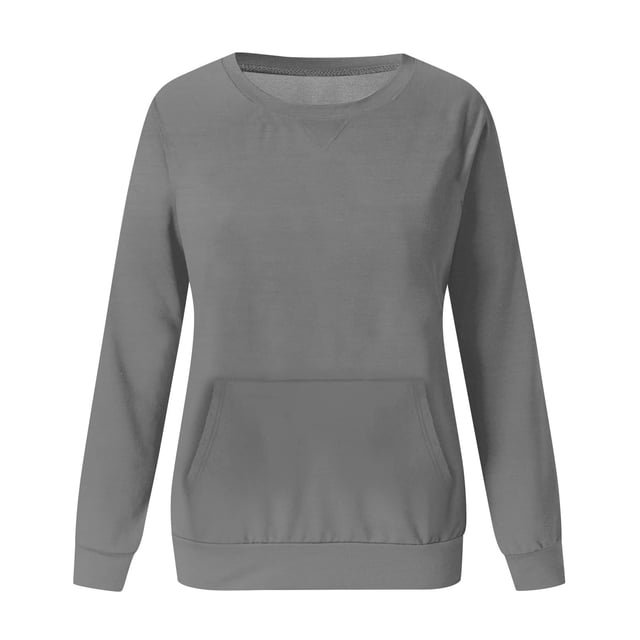 Meichang Chandails pour Femmes Sans Capuchon à Manches Longues à Col Rond Chandails Amples à Enfiler Hauts Couleur Unie Coupe Ample Chandails Molletonnés Doux Chandails d'Automne