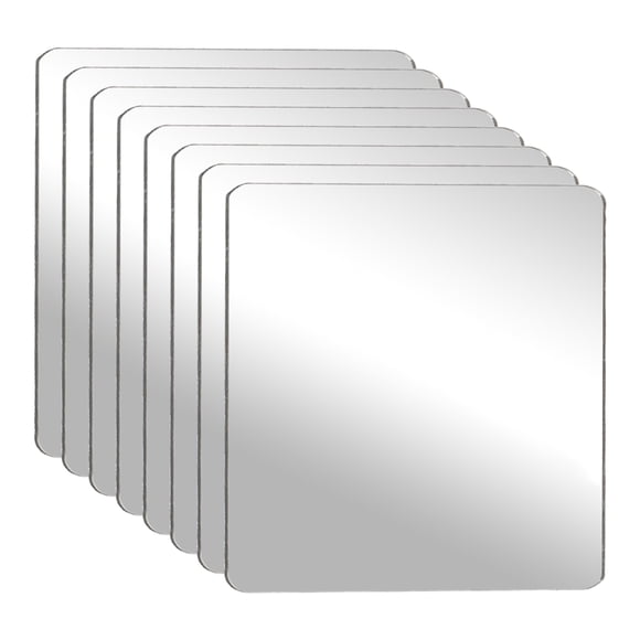 Uxcell 8Pcs Shatter Proof Acrylic Mirror, 1.Uxcell 6" Square Round Corner Mirror(Self Adhesive, Safety, Shatterproof) Suited to Bathroom Science Home Gym Wall Decor