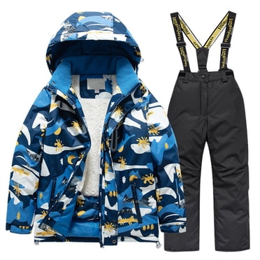 aDJFDGT Ensemble Garçon Taille 7 Noir Enfants Manteau de Ski Doublé & Ensemble Pantalon Hiver Coupe-Vent Planche à Neige Imperméable Manteaux de Pluie Filles Garçons Combinaisons de Neige Chaudes d'Hiver