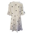 thumbnail image 4 of CEHVOM Women Casual V-Neck Ruffle Short Sleeve Printing Pocket Dress, 4 of 6