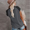 thumbnail image 3 of Pompotops Womens Solid Color Splicing Pockets Round Neck Casual Short Sleeves Tops, 3 of 8