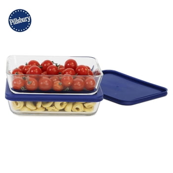 Pillsbury 4-Piece Rectangular Borosilicate Glass Food Storage Set, 2 x 700 mL