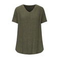 thumbnail image 5 of Liquidation d'Économies! Hauts Oversize pour Femmes en Liquidation, Blouse d'Été à Manches Courtes pour Femmes, Haut d'Été pour Femme Grande Couleur Unie à Col Rond en Tricot à Rayures à Manches Courtes, 5 of 5
