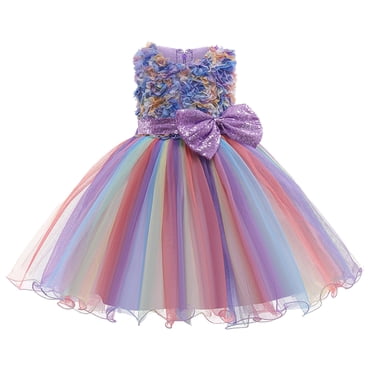 LEEy-world Robe de Demoiselle d'Honneur pour Fillette, Robe de Concours Princesse, Robe de Bébé pour Mariage, Robe de Demoiselle d'Honneur pour Fille, Robe d'Anniversaire, Robe de Fête Florale, Robe et Jupe pour Fille, Violet