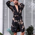 thumbnail image 4 of Peignoir de Pyjama Long Décontracté pour Homme à Manches Longues, à Lacets, Imprimé, avec Poche, pour la Maison, 4 of 8